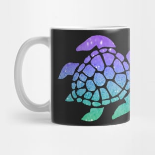 Bright Purple Aqua Ombre Faux Glitter Turtle Mug